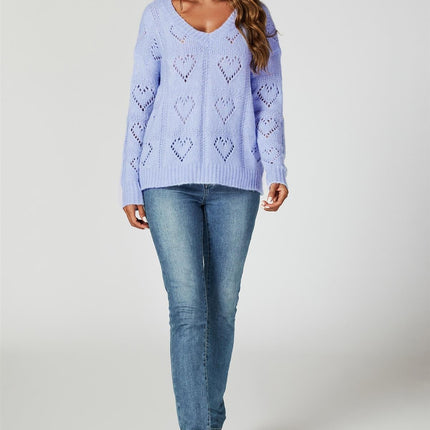 Heart Jumper Top In Blue