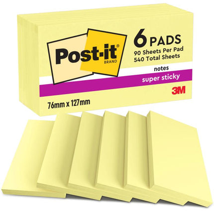 Post-it® Super Sticky Notes, 76 mm x 127 mm, 90 Blatt/Block, 100% PEFC