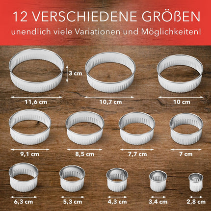Edelstahl Ausstechformen gewellte Ringe - 12 Stück (Ausstechformen) kaufen bei Linkreich – Jetzt entdecken!
