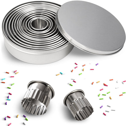 Edelstahl Ausstechformen gewellte Ringe - 12 Stück (Ausstechformen) kaufen bei Linkreich – Jetzt entdecken!