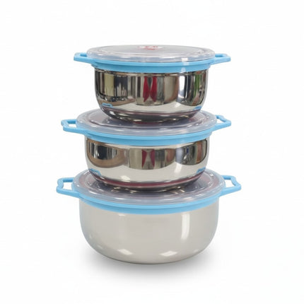 Edelstahl Vorratsdosen Set 3-teilig, 14-16-18 cm, luftdicht, Silber
