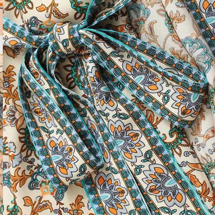 Relaxed Cotton Kimono In Blue Floral