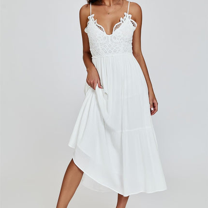 Lace Top Maxi Dress In White
