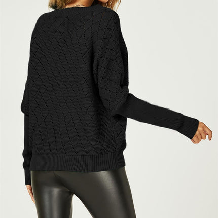 Pointelle Striped Sheer Jumper In Black