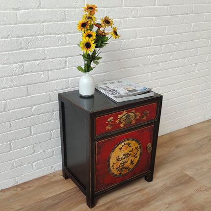 Vintage Asia Chinesisches Nachtkästchen Nachttisch "RedMagic" - Art. 35191-9