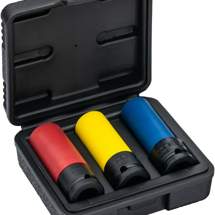 Steckschlüssel-Satz 1/2" CONEL 3-teilig (17, 19, 21 mm) mit Kunststoff-Schutzhülle im Koffer