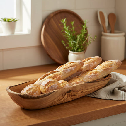 Olivenholz Brot- / Baguetteschale ca. 25 – 34 cm
