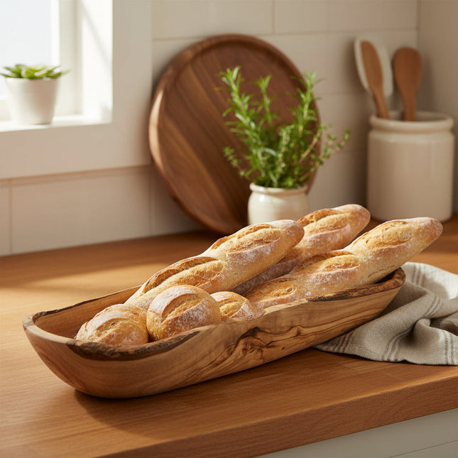 Olivenholz Brot- / Baguetteschale ca. 25 – 34 cm