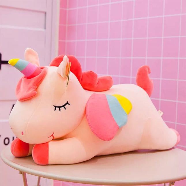 SEO. Einhorn Kuscheltier - 30cm süßes weiches Plüschtier schlafendes Unicorn - Linkreich