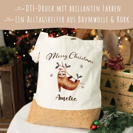 SEO. Einkaufstasche Kork - Faultier - Linkreich