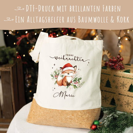 SEO. Einkaufstasche Kork - Wintergrün - Fuchs Linkreich