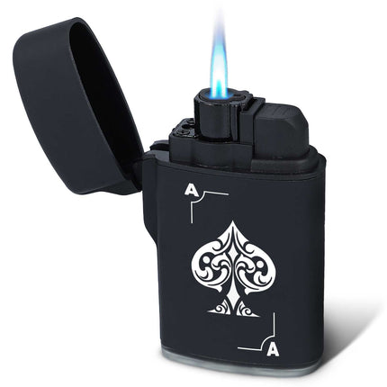 SEO. Elektrisches Feuerzeug - Jet Flamme - Nachfüllbar - Poker Design - Pik Linkreich