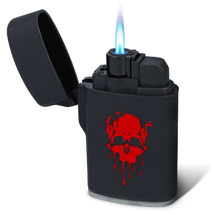 SEO. Elektrisches Feuerzeug - Jet Flamme - Nachfüllbar - Skull Design - Linkreich