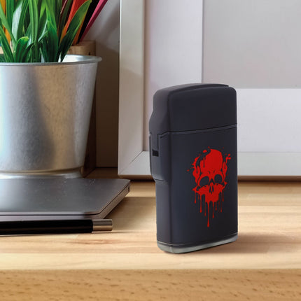 SEO. Elektrisches Feuerzeug - Jet Flamme - Nachfüllbar - Skull Design - Linkreich