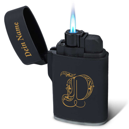SEO. Elektrisches Feuerzeug mit Initialen - Jet Flamme - Nachfüllbar - Monogram Design - Linkreich