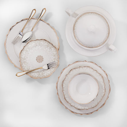 Eliza Collection 60 - teiliges Dinner Set – Elegantes Tafelgeschirr mit floralen Verzierungen (Dinner Set) kaufen bei Linkreich – Jetzt entdecken!