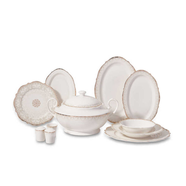 Eliza Collection 60 - teiliges Dinner Set – Elegantes Tafelgeschirr mit floralen Verzierungen (Dinner Set) kaufen bei Linkreich – Jetzt entdecken!