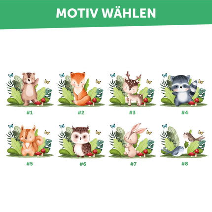 SEO. Emaille Tasse für Kinder - Personalisiert mit Namen - Tiergruppe Waldtiere - Linkreich
