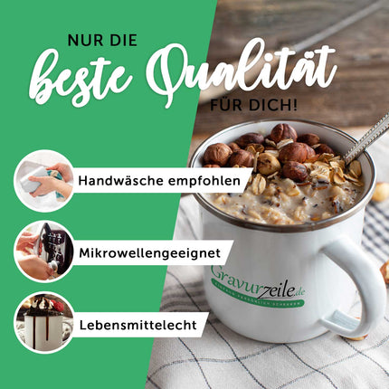 SEO. Emaille Tasse für Kinder - Tiere - Personalisiert mit Namen - Tiger Linkreich
