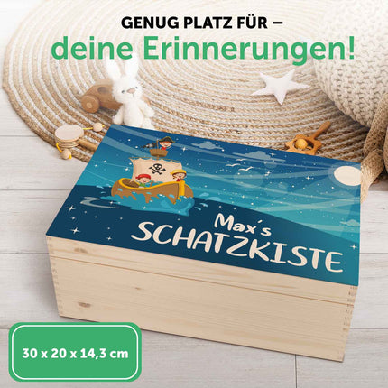SEO. Erinnerungskiste für Kinder mit UV - Druck im Piraten Design - Linkreich