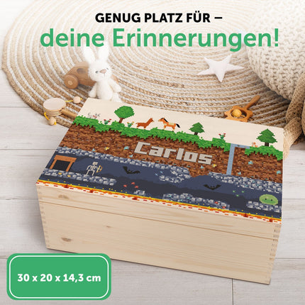 SEO. Erinnerungskiste für Kinder mit UV - Druck im Pixelerde Design - Linkreich