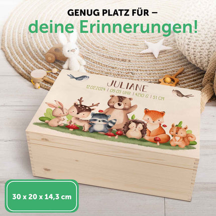 SEO. Erinnerungskiste für Kinder mit UV - Druck im Tiergruppe Waldtiere Design - Linkreich