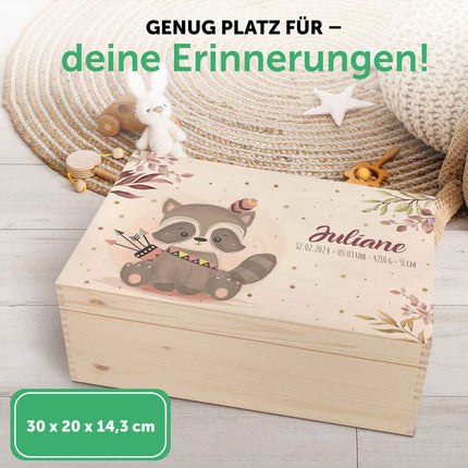 SEO. Erinnerungskiste für Kinder mit UV - Druck im Waschbär Design - Linkreich