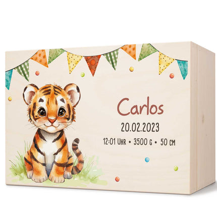 SEO. Erinnerungskiste für Kinder mit UV - Druck - Partytiere - Tiger Linkreich