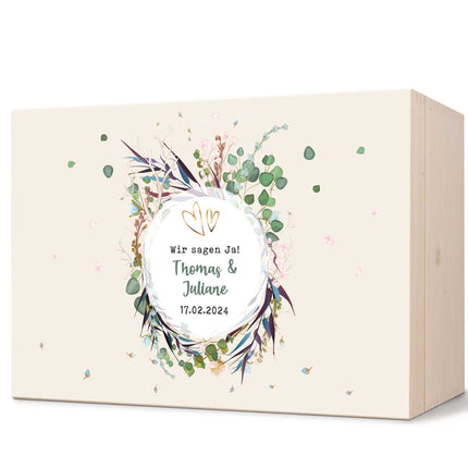 SEO. Erinnerungskiste mit UV - Druck im Flower Wedding Design - Personalisiertes Geschenk zur Hochzeit - Linkreich