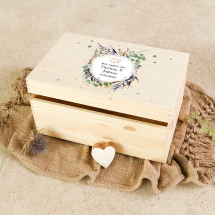 SEO. Erinnerungskiste mit UV - Druck im Flower Wedding Design - Personalisiertes Geschenk zur Hochzeit - Linkreich