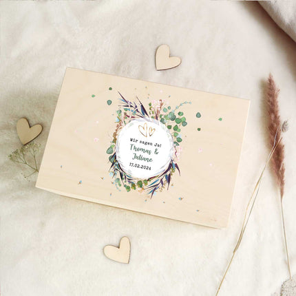 SEO. Erinnerungskiste mit UV - Druck im Flower Wedding Design - Personalisiertes Geschenk zur Hochzeit - Linkreich