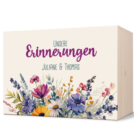 SEO. Erinnerungskiste mit UV - Druck im Unsere Erinnerungen Design - Personalisiertes Geschenk zur Hochzeit - Linkreich