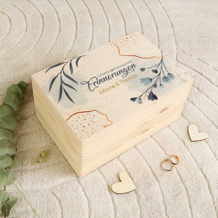 SEO. Erinnerungskiste mit UV - Druck im Unsere gemeinsamen Erinnerungen Design - Personalisiertes Geschenk zur Hochzeit - Linkreich