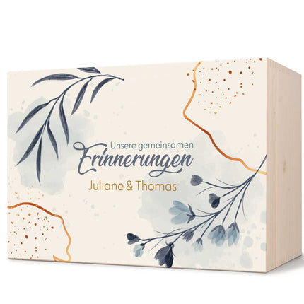 SEO. Erinnerungskiste mit UV - Druck im Unsere gemeinsamen Erinnerungen Design - Personalisiertes Geschenk zur Hochzeit - Linkreich
