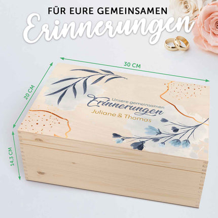 SEO. Erinnerungskiste mit UV - Druck im Unsere gemeinsamen Erinnerungen Design - Personalisiertes Geschenk zur Hochzeit - Linkreich