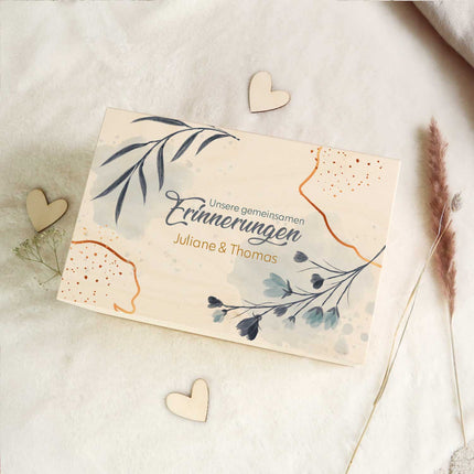 SEO. Erinnerungskiste mit UV - Druck im Unsere gemeinsamen Erinnerungen Design - Personalisiertes Geschenk zur Hochzeit - Linkreich