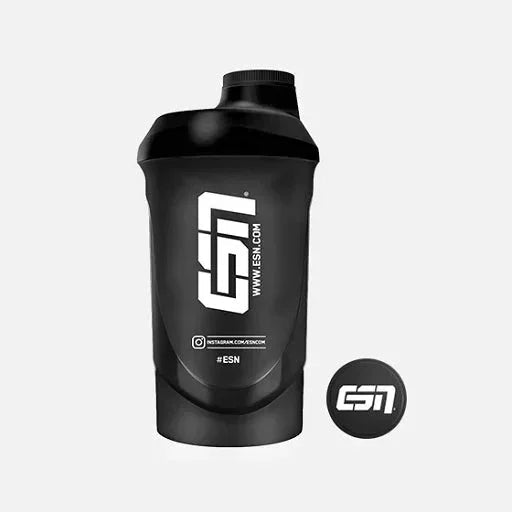 ESN Shaker 600 ml – Black – Auslaufsicherer Protein Shaker mit Siebeinsatz - Linkreich