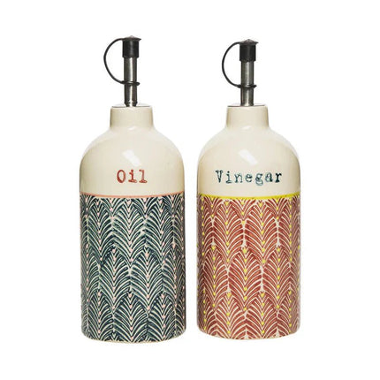 SEO. Essig - & Ölflasche MIX'N'MATCH aus Steinzeug – handgestempelt & farbenfroh | Tranquillo - Linkreich