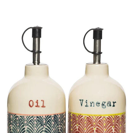 SEO. Essig - & Ölflasche MIX'N'MATCH aus Steinzeug – handgestempelt & farbenfroh | Tranquillo - Linkreich