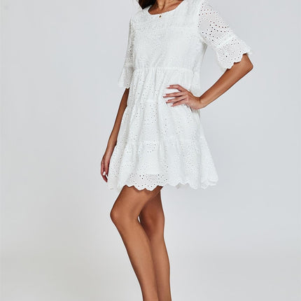 Lace Mini Dress In White
