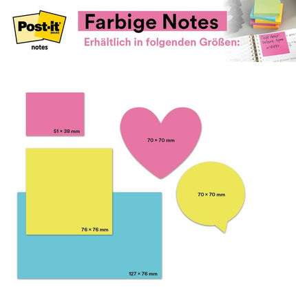 Post-it® Notes, Poptimistic Collection, 38 mm x 51 mm, 100 Blatt/Block, 12 Blöcke/Packung, Kartonverpackung, 100% PEFC, SGSCH-PEFC-COC-110078 | Packung (1 Stück)