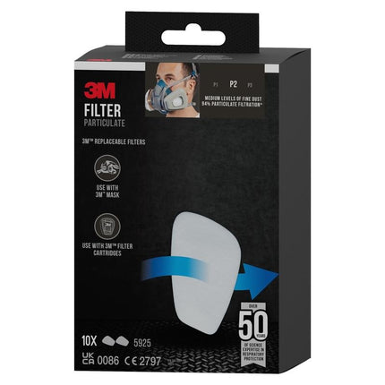 3M™ Partikelfilter 5925, P2, 10 Paar/Packung | Packung (1 Stück)