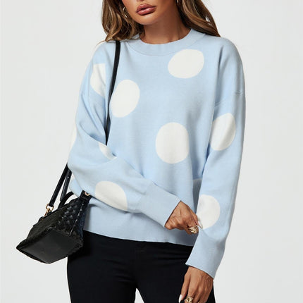 Dot Pattern Knitted Jumper In Blue