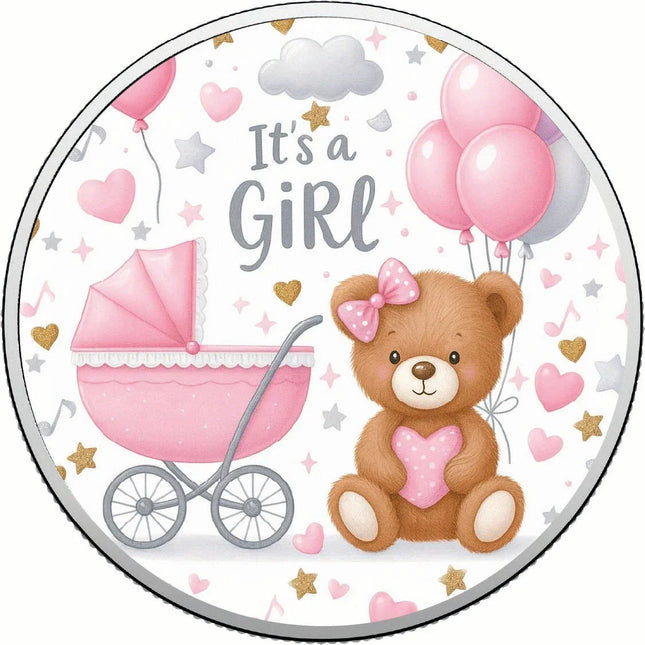 Baby Joy Welcome Little Princess 1oz Fine Silver Coloured Coin