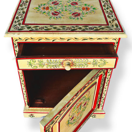 Vintage Asia Handbemaltes Indisches Kästchen Nachttisch - Art. Chest_IRF