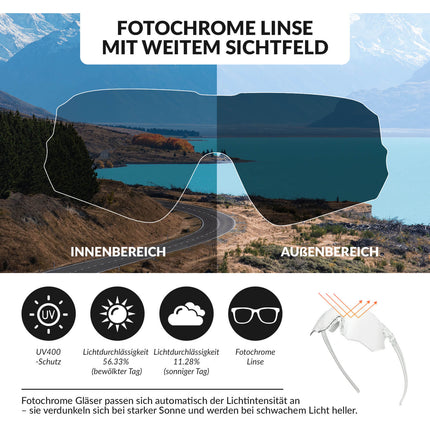 Fahrradbrille Selbsttönend UV400 - Schutz Ohne Rahmen - SWIFT (Fahrradbrille) kaufen bei Linkreich – Jetzt entdecken!