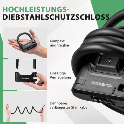 Fahrradschloss Zahlenschloss U - Bügelschloss mit Kabel ca. 1.1m (Fahrradschloss) kaufen bei Linkreich – Jetzt entdecken!