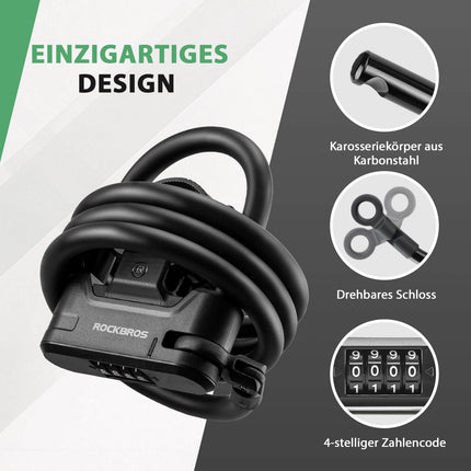 Fahrradschloss Zahlenschloss U - Bügelschloss mit Kabel ca. 1.1m (Fahrradschloss) kaufen bei Linkreich – Jetzt entdecken!