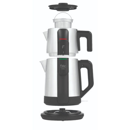 Fakir SELFTEA – Elektrische Teemaschine mit automatischem Aufbrühen, 2-l-Wasserkocher + 1-l-Teekanne, 1600 W, Edelstahl