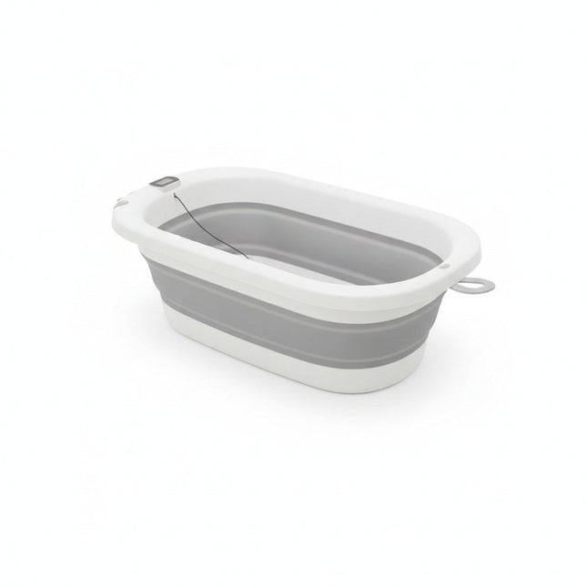 Faltbare Babybadewanne mit Temperatursensor, Silikon/Kunststoff, Weiß/Grau - Default Linkreich